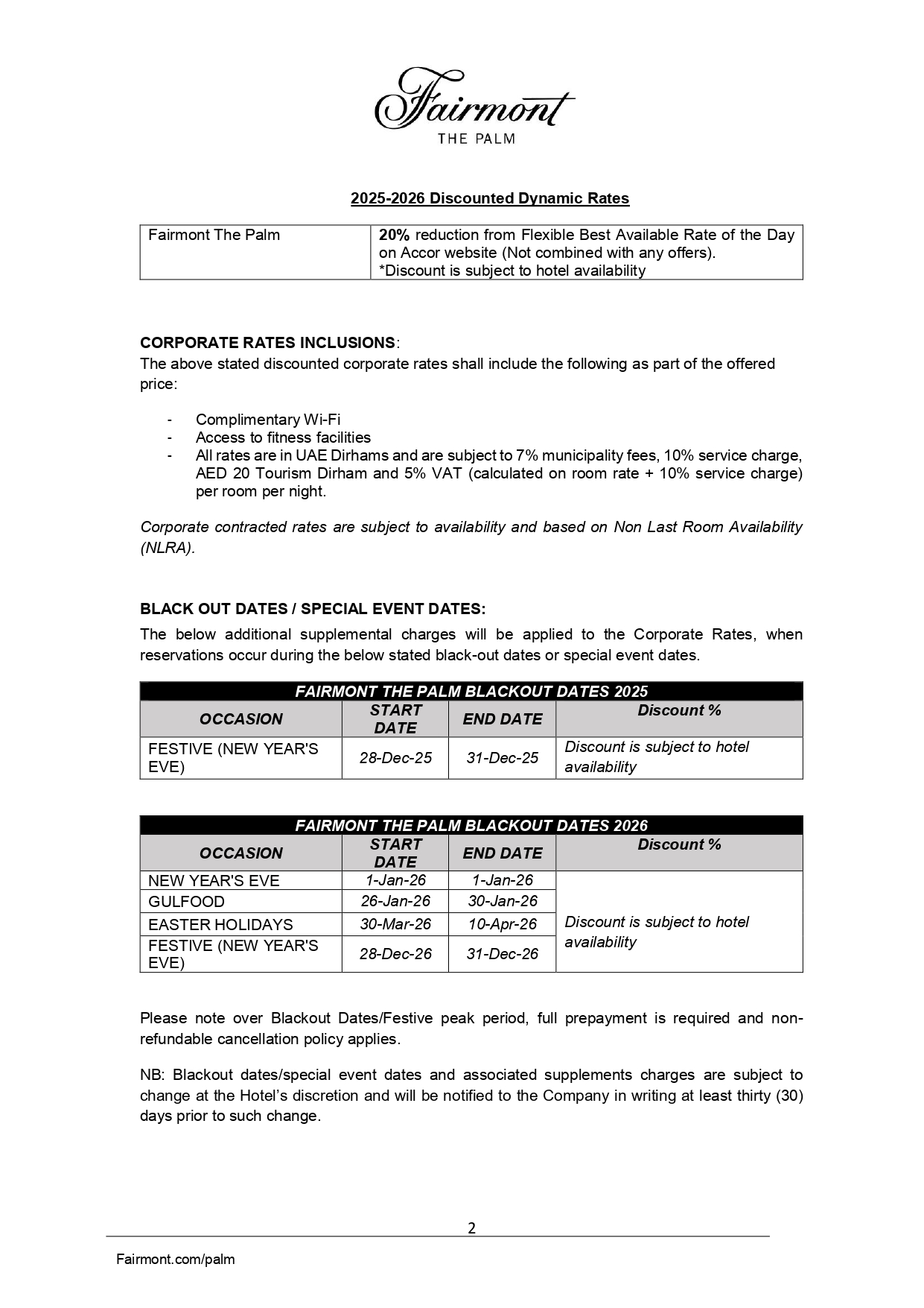 Fairmont The Palm - UAE 