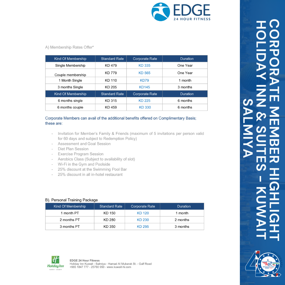 EDGE 24-Hr Fitness Center Corporate Offer